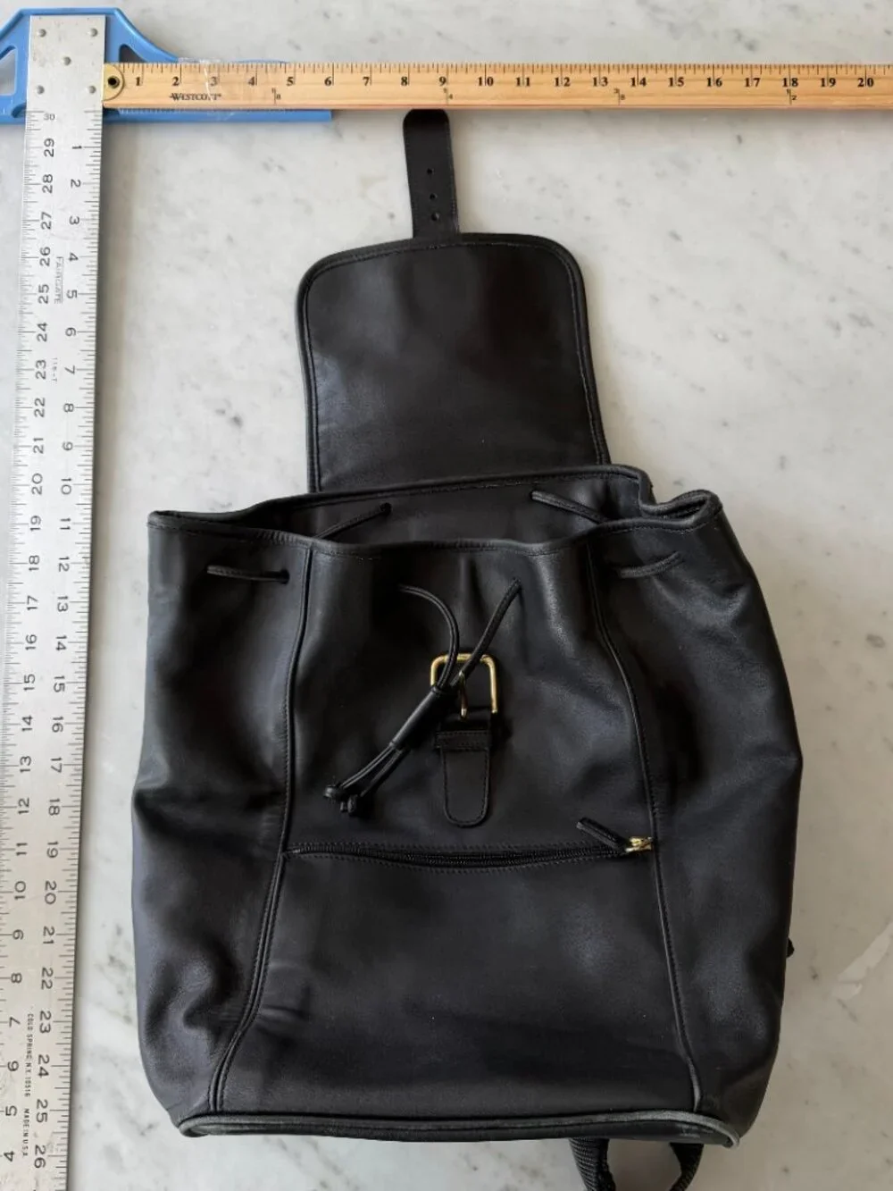 Coach Black Leather Drawstring Backpack Bucket Bag D1S-0529 Vintage 90s Designer - Picture 7 of 7
